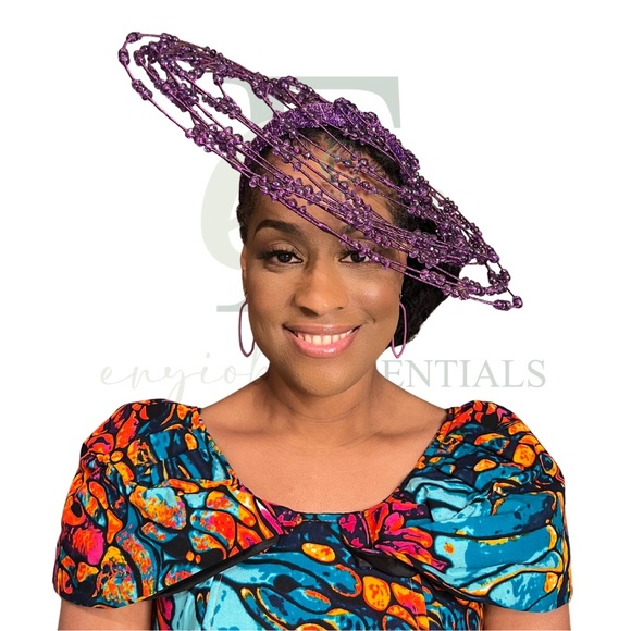 Purple Beaded Couture Fascinator